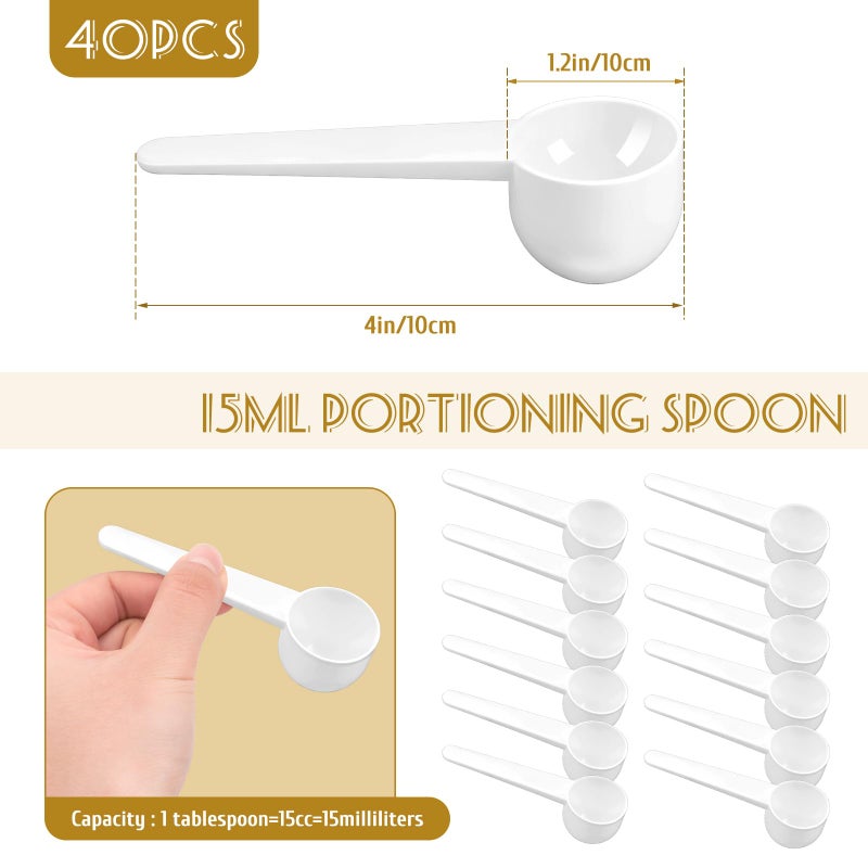 Twdrer 40-Piece 15ml (15cc) Food Grade Plastic Measuring Spoons & Coffee Scoops with Long Handle - Precise Measurement for Coffee, Baking, Spices, Protein Powder, Cooking Essentials - Image 2